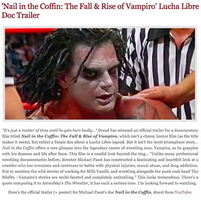 'Nail in the Coffin: The Fall & Rise of Vampiro' Lucha Libre Doc Trailer